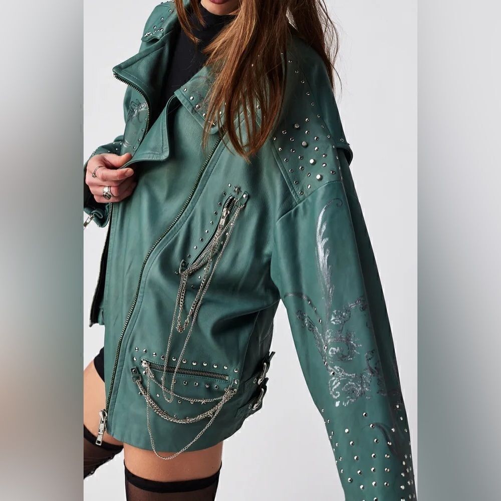 FREE PEOPLE
Nigel Preston Chain Embellished Biker Jacket - Picture 6 of 10